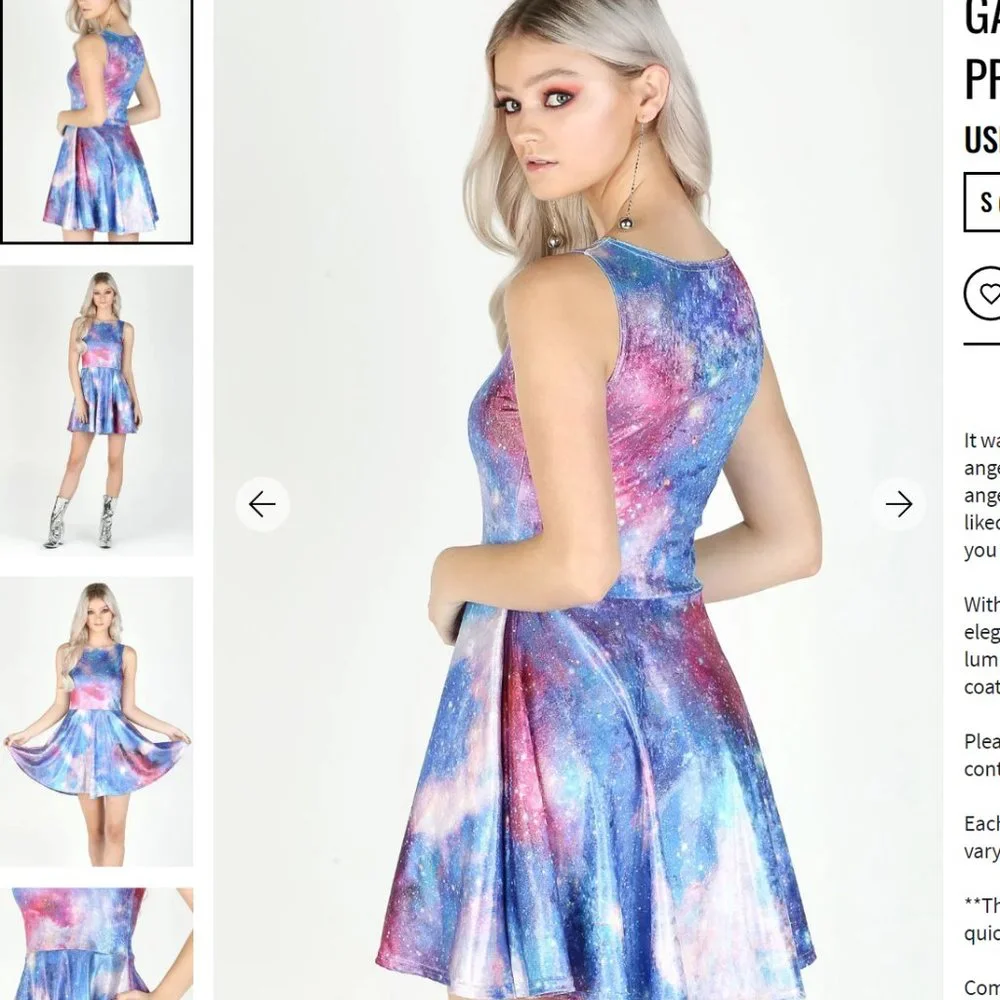 "ORIGINAL" GALAXY ANGEL ICED VELVET PRINCESS SKATER DRESS - Size S - Blackmilk - Picture 4 of 6